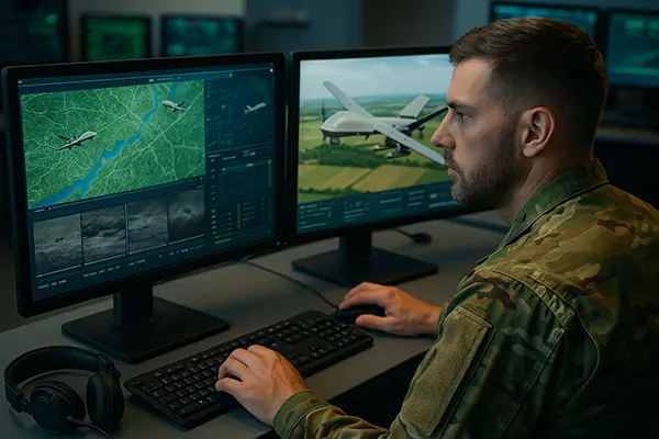 Combat UAV in flight